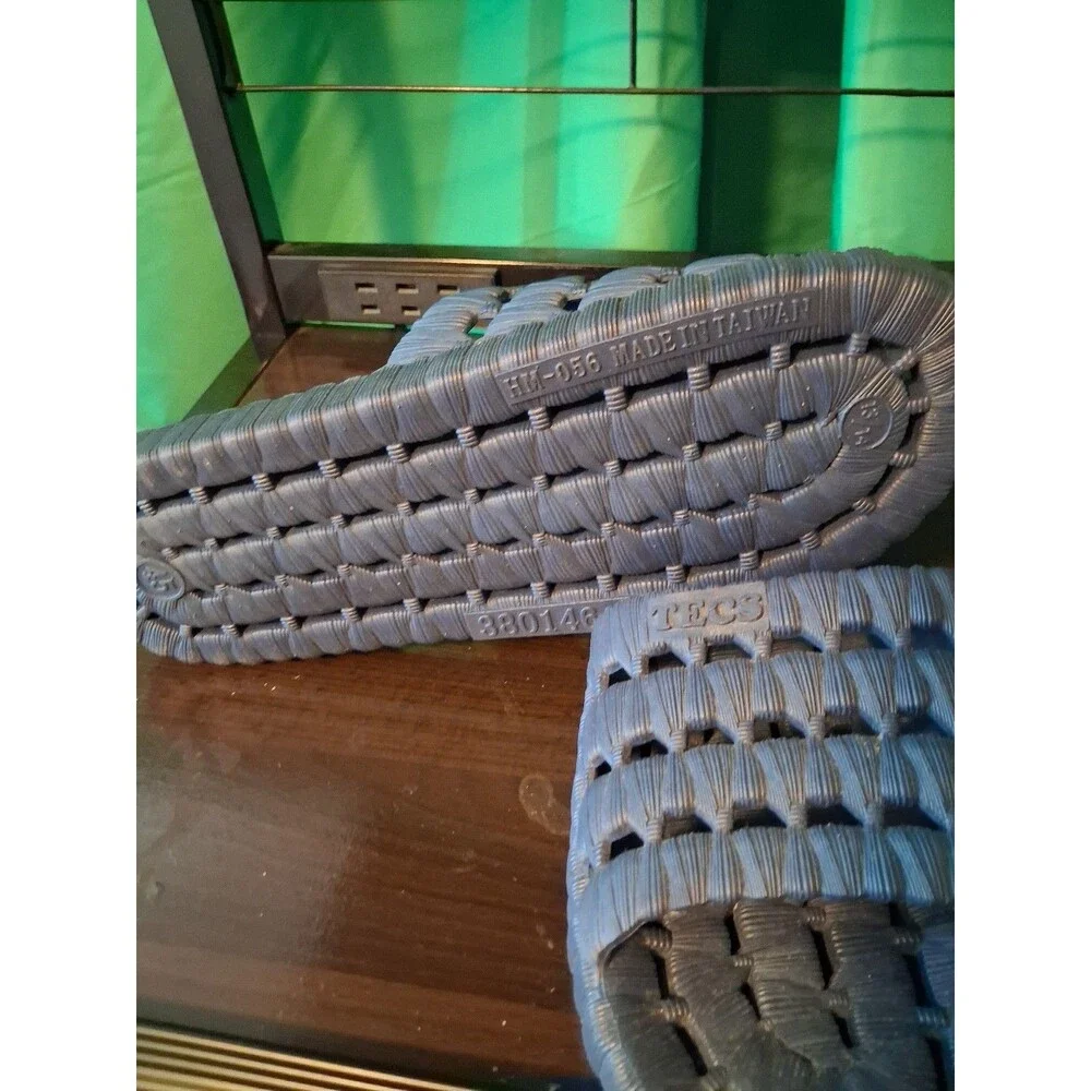 Men blue straw Tecs relaxing slides water safe woven style upper and drainage